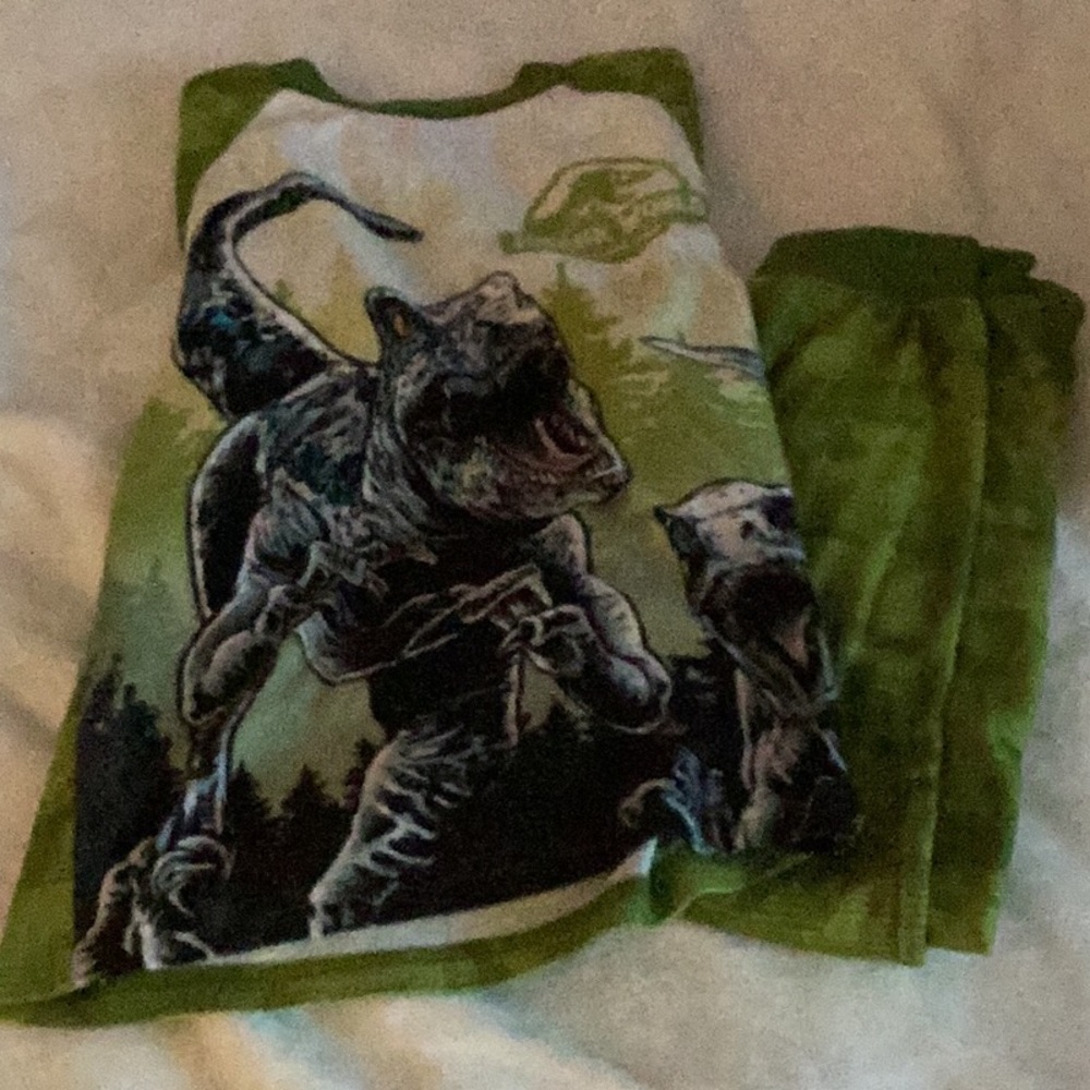 Dinosaur Print Green Kids Pajamas